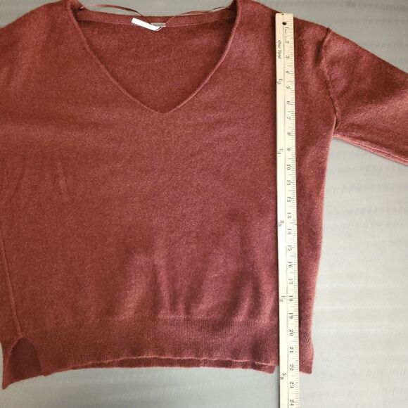 Free People Harmony Cashmere V Neck Pull Over Sweater Rust Orange Red Medium - Picture 6 of 11